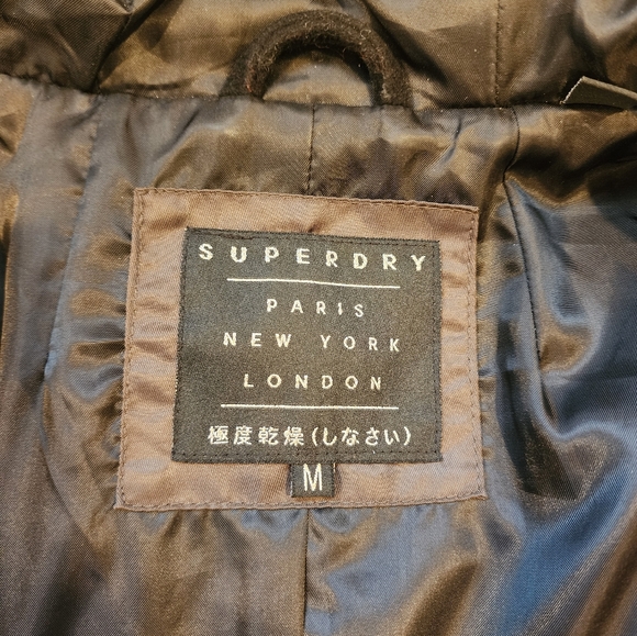 Superdry Wool Women's Coat - Medium in Black and Khaki (sleeves) - Picture 6 of 8